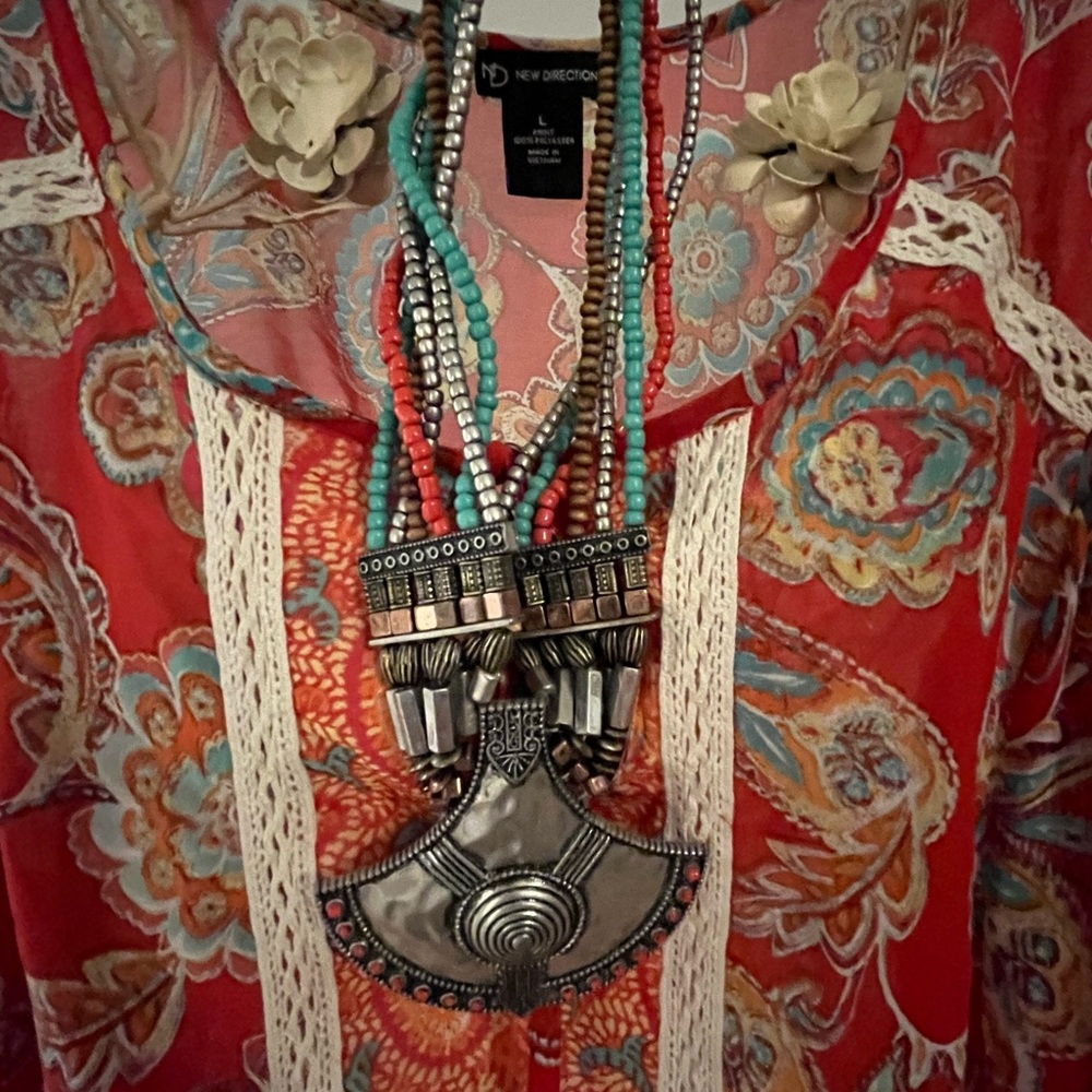Bohemian Floral Dress with Lace Accents - Picture 7 of 8